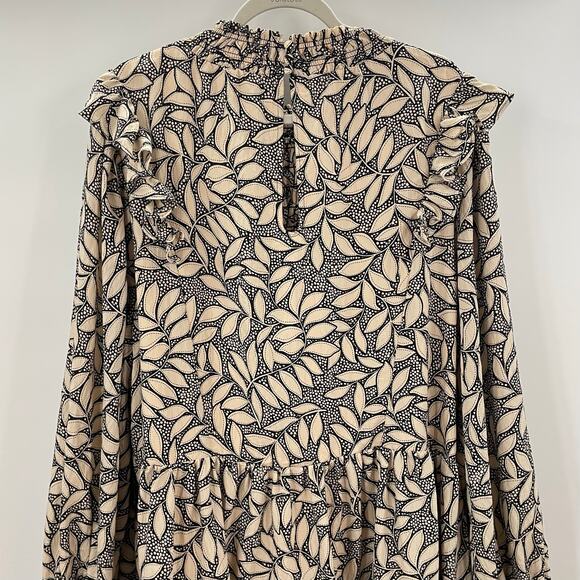 By Anthropologie Long Sleeve Printed Smocked Mini Dress 3X - Picture 13 of 14